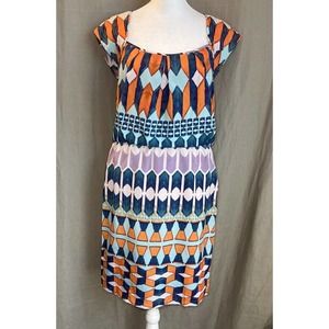 Jessica Simpson Fit & Flare Geometric Print Cut Out Back Dress Size 4